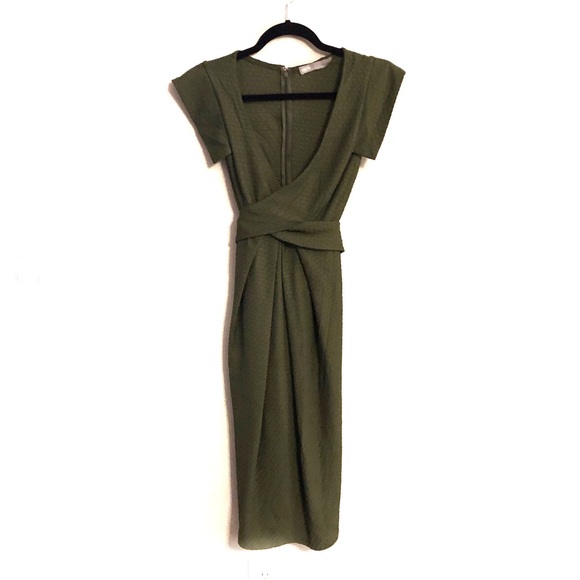 ASOS Dresses & Skirts - ASOS Olive Crossover Tie Back Midi Dress